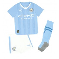 Camisa de Futebol Manchester City Jeremy Doku #11 Equipamento Principal Infantil 2023-24 Manga Curta (+ Calças curtas)